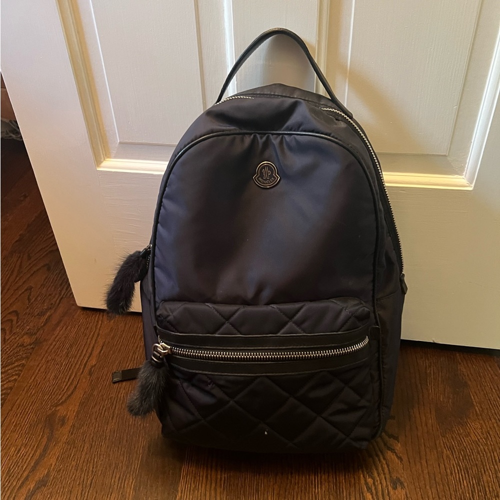 Moncler backpack navy with fur zips